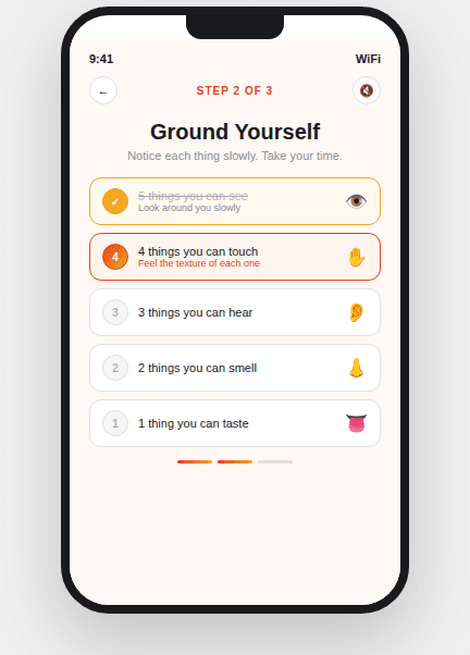 Reset step two: the 5-4-3-2-1 grounding exercise.